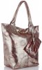 Kožené kabelka shopper bag Vittoria Gotti stříbrná V6141